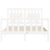 Cama Matrimonial | Cama Para Adultos | Estructura Cama De Matrimonio Con Cabecero Madera Maciza Blanco Cfw119515