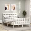 Cama Matrimonial | Cama Para Adultos | Estructura Cama De Matrimonio Con Cabecero Madera Maciza Blanco Cfw957644