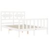 Cama Matrimonial | Cama Para Adultos | Estructura Cama De Matrimonio Con Cabecero Madera Maciza Blanco Cfw957644