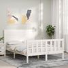 Cama Matrimonial | Cama Para Adultos | Estructura Cama De Matrimonio Con Cabecero Madera Maciza Blanco Cfw507788