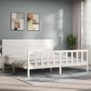 Cama Matrimonial | Cama Para Adultos | Estructura Cama De Matrimonio Con Cabecero Madera Maciza Blanco Cfw177502