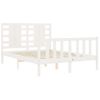 Cama Matrimonial | Cama Para Adultos | Estructura Cama De Matrimonio Con Cabecero Madera Maciza Blanco Cfw418038