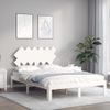 Cama Matrimonial | Cama Para Adultos | Estructura Cama De Matrimonio Con Cabecero Madera Maciza Blanco Cfw274783