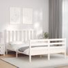 Cama Matrimonial | Cama Para Adultos | Estructura Cama De Matrimonio Con Cabecero Madera Maciza Blanco Cfw922172