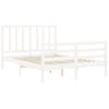 Cama Matrimonial | Cama Para Adultos | Estructura Cama De Matrimonio Con Cabecero Madera Maciza Blanco Cfw922172