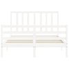 Cama Matrimonial | Cama Para Adultos | Estructura Cama De Matrimonio Con Cabecero Madera Maciza Blanco Cfw922172