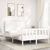 Cama Matrimonial | Cama Para Adultos | Estructura Cama De Matrimonio Con Cabecero Madera Maciza Blanco Cfw969207