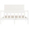 Cama Matrimonial | Cama Para Adultos | Estructura Cama De Matrimonio Con Cabecero Madera Maciza Blanco Cfw969207