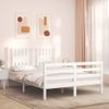 Cama Matrimonial | Cama Para Adultos | Estructura Cama De Matrimonio Con Cabecero Madera Maciza Blanco Cfw678551