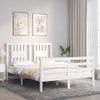 Cama Matrimonial | Cama Para Adultos | Estructura Cama De Matrimonio Con Cabecero Madera Maciza Blanco Cfw678551