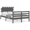 Cama Matrimonial | Cama Para Adultos | Estructura Cama De Matrimonio Con Cabecero Madera Maciza Gris Cfw199384