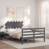 Cama Matrimonial | Cama Para Adultos | Estructura Cama De Matrimonio Con Cabecero Madera Maciza Gris Cfw199384