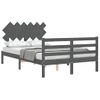 Cama Matrimonial | Cama Para Adultos | Estructura Cama De Matrimonio Con Cabecero Madera Maciza Gris Cfw199384