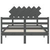 Cama Matrimonial | Cama Para Adultos | Estructura Cama De Matrimonio Con Cabecero Madera Maciza Gris Cfw199384