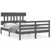 Cama Matrimonial | Cama Para Adultos | Estructura Cama De Matrimonio Con Cabecero Madera Maciza Gris Cfw960436