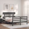 Cama Matrimonial | Cama Para Adultos | Estructura Cama De Matrimonio Con Cabecero Madera Maciza Gris Cfw960436