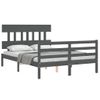 Cama Matrimonial | Cama Para Adultos | Estructura Cama De Matrimonio Con Cabecero Madera Maciza Gris Cfw960436