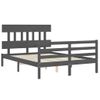 Cama Matrimonial | Cama Para Adultos | Estructura Cama De Matrimonio Con Cabecero Madera Maciza Gris Cfw960436