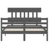 Cama Matrimonial | Cama Para Adultos | Estructura Cama De Matrimonio Con Cabecero Madera Maciza Gris Cfw960436