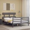 Cama Matrimonial | Cama Para Adultos | Estructura Cama De Matrimonio Con Cabecero Madera Maciza Gris Cfw522304