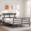 Cama Matrimonial | Cama Para Adultos | Estructura Cama De Matrimonio Con Cabecero Madera Maciza Gris Cfw522304