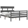 Cama Matrimonial | Cama Para Adultos | Estructura Cama De Matrimonio Con Cabecero Madera Maciza Gris Cfw522304