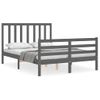 Cama Matrimonial | Cama Para Adultos | Estructura Cama De Matrimonio Con Cabecero Madera Maciza Gris Cfw187393