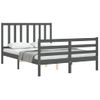 Cama Matrimonial | Cama Para Adultos | Estructura Cama De Matrimonio Con Cabecero Madera Maciza Gris Cfw191672