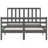 Cama Matrimonial | Cama Para Adultos | Estructura Cama De Matrimonio Con Cabecero Madera Maciza Gris Cfw191672