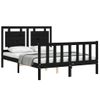 Cama Matrimonial | Cama Para Adultos | Estructura Cama De Matrimonio Con Cabecero Madera Maciza Negra Cfw529409