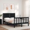 Cama Matrimonial | Cama Para Adultos | Estructura Cama De Matrimonio Con Cabecero Madera Maciza Negra Cfw773133