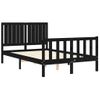 Cama Matrimonial | Cama Para Adultos | Estructura Cama De Matrimonio Con Cabecero Madera Maciza Negra Cfw773133