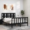 Cama Matrimonial | Cama Para Adultos | Estructura Cama De Matrimonio Con Cabecero Madera Maciza Negra Cfw542266