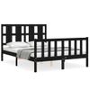 Cama Matrimonial | Cama Para Adultos | Estructura Cama De Matrimonio Con Cabecero Madera Maciza Negra Cfw542266