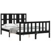 Cama Matrimonial | Cama Para Adultos | Estructura Cama De Matrimonio Con Cabecero Madera Maciza Negra Cfw542266