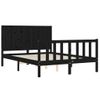 Cama Matrimonial | Cama Para Adultos | Estructura Cama De Matrimonio Con Cabecero Madera Maciza Negra Cfw463885