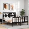 Cama Matrimonial | Cama Para Adultos | Estructura Cama De Matrimonio Con Cabecero Madera Maciza Negra Cfw972329