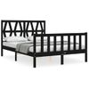 Cama Matrimonial | Cama Para Adultos | Estructura Cama De Matrimonio Con Cabecero Madera Maciza Negra Cfw972329