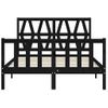 Cama Matrimonial | Cama Para Adultos | Estructura Cama De Matrimonio Con Cabecero Madera Maciza Negra Cfw972329