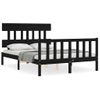 Cama Matrimonial | Cama Para Adultos | Estructura Cama De Matrimonio Con Cabecero Madera Maciza Negra Cfw404455