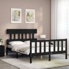 Cama Matrimonial | Cama Para Adultos | Estructura Cama De Matrimonio Con Cabecero Madera Maciza Negra Cfw404455