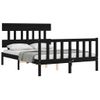 Cama Matrimonial | Cama Para Adultos | Estructura Cama De Matrimonio Con Cabecero Madera Maciza Negra Cfw404455