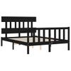 Cama Matrimonial | Cama Para Adultos | Estructura Cama De Matrimonio Con Cabecero Madera Maciza Negra Cfw404455