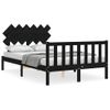 Cama Matrimonial | Cama Para Adultos | Estructura Cama De Matrimonio Con Cabecero Madera Maciza Negra Cfw900652