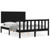 Cama Matrimonial | Cama Para Adultos | Estructura Cama De Matrimonio Con Cabecero Madera Maciza Negra Cfw145049