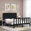 Cama Matrimonial | Cama Para Adultos | Estructura Cama De Matrimonio Con Cabecero Madera Maciza Negra Cfw145049