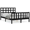 Cama Matrimonial | Cama Para Adultos | Estructura Cama De Matrimonio Con Cabecero Madera Maciza Negra Cfw337331