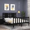 Cama Matrimonial | Cama Para Adultos | Estructura Cama De Matrimonio Con Cabecero Madera Maciza Negra Cfw889774