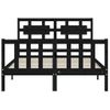 Cama Matrimonial | Cama Para Adultos | Estructura Cama De Matrimonio Con Cabecero Madera Maciza Negra Cfw941341