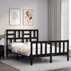 Cama Matrimonial | Cama Para Adultos | Estructura Cama De Matrimonio Con Cabecero Madera Maciza Negra Cfw811636